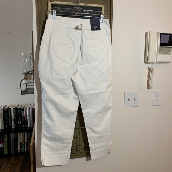 GAP High Rise Crop Jeans White Button Fly Waist Cinched Capri Pants Size 10 NWT - Picture 5 of 7
